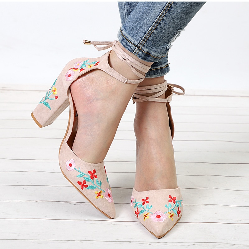 Women’s Floral Embroidery High Heel Shoes – DMD Fashion